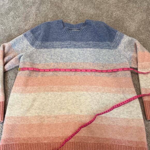 Loft Plus Women's Crewneck Sweater Pink‎ Blue Cream Wool Size 14 - Picture 2 of 8